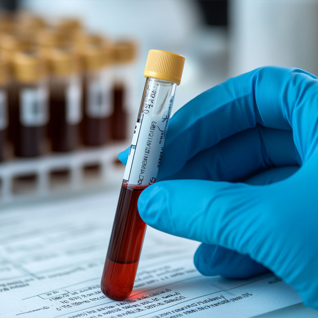 Laboratory result with blood tubes